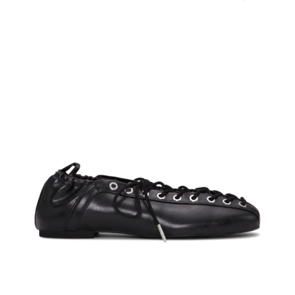 Ganni Black Lace-Up Flats